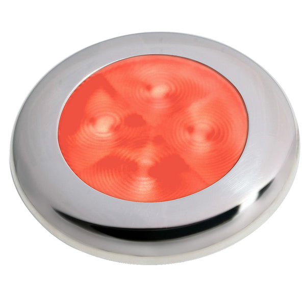 Hella Marine Slim Line LED 'Enhanced Brightness' Round Courtesy Lamp - Red LED - Stainless Steel Bezel - 12V [980507221] - Image 1