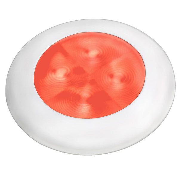 Hella Marine Slim Line LED 'Enhanced Brightness' Round Courtesy Lamp - Red LED - White Plastic Bezel - 12V [980507241] - Image 1