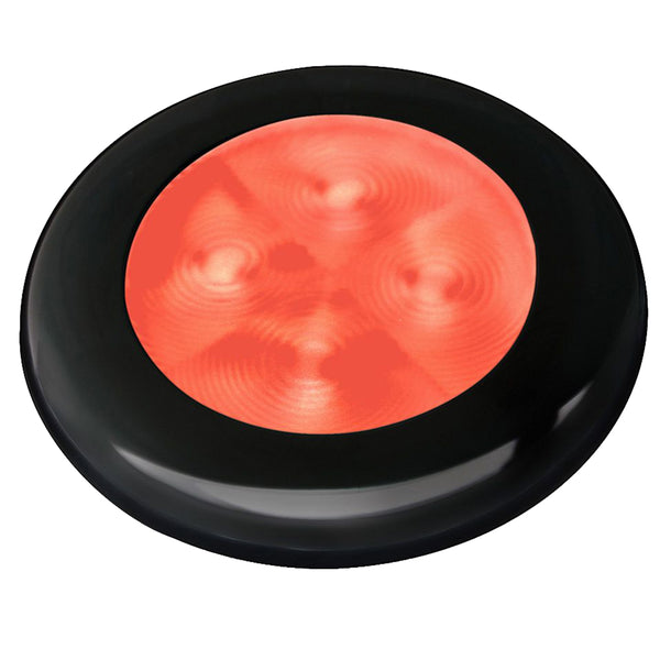 Hella Marine Slim Line LED 'Enhanced Brightness' Round Courtesy Lamp - Red LED - Black Plastic Bezel - 12V [980507251] - Image 1