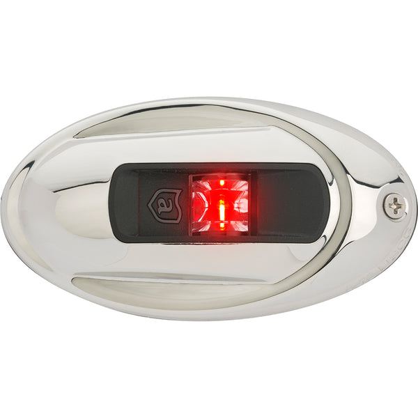 Attwood LightArmor Vertical Surface Mount Navigation Light - Oval - Port (red) - Stainless Steel - 2NM [NV4012SSR-7] - Image 1