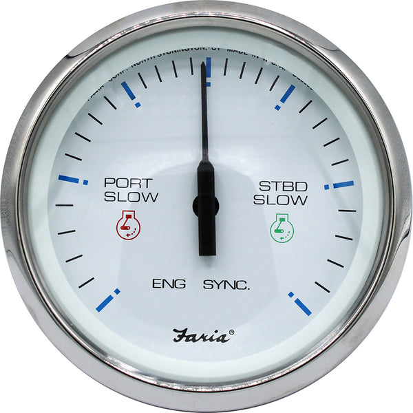 Faria 4 Chesapeake SS White Engine Synchronizer  Dual Gas  Var Ratio Alt Diesel 33801