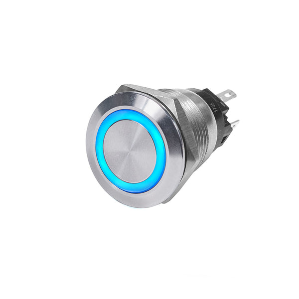 Blue Sea 4161 SS Push Button Switch - Off-(On) - Blue - 10A [4161] - Image 1