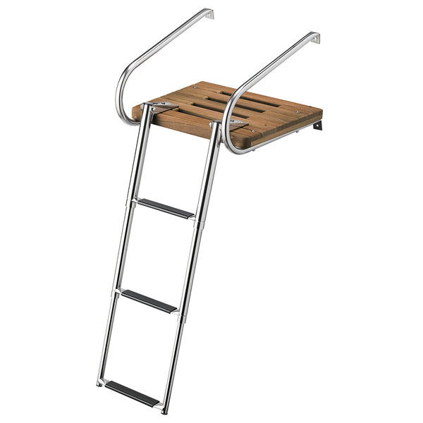 Whitecap Teak Swim Platform w/3-Step Telescoping Ladder f/Boats w/Inboard/Outboard Motors [68906] - Image 1