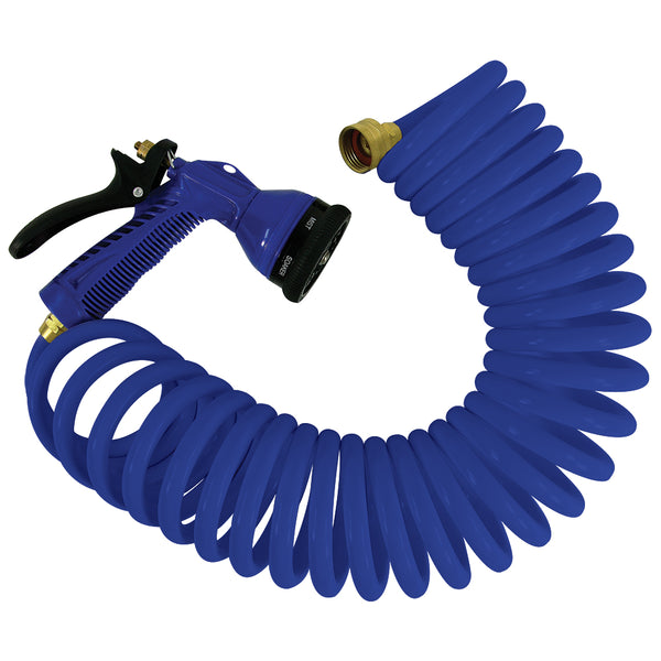 Whitecap 25 Blue Coiled Hose w/Adjustable Nozzle [P-0441B] - Image 1