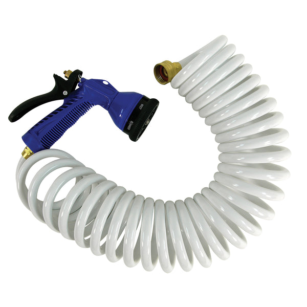 Whitecap 15 White Coiled Hose w/Adjustable Nozzle [P-0440] - Image 1