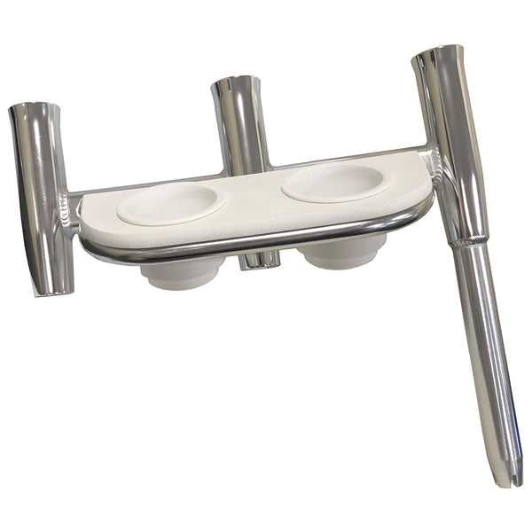 Tigress Offset Triple Rod Holder w/Cup Holders - Port Side - Polished Aluminum [88148] - Image 1