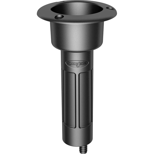 Mate Series Plastic 0 Rod  Cup Holder - Drain - Round Top - Black [P1000DB] - Image 1