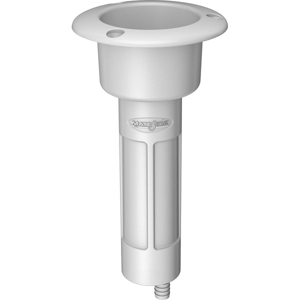Mate Series Plastic 0 Rod  Cup Holder - Drain - Round Top - White [P1000DW] - Image 1