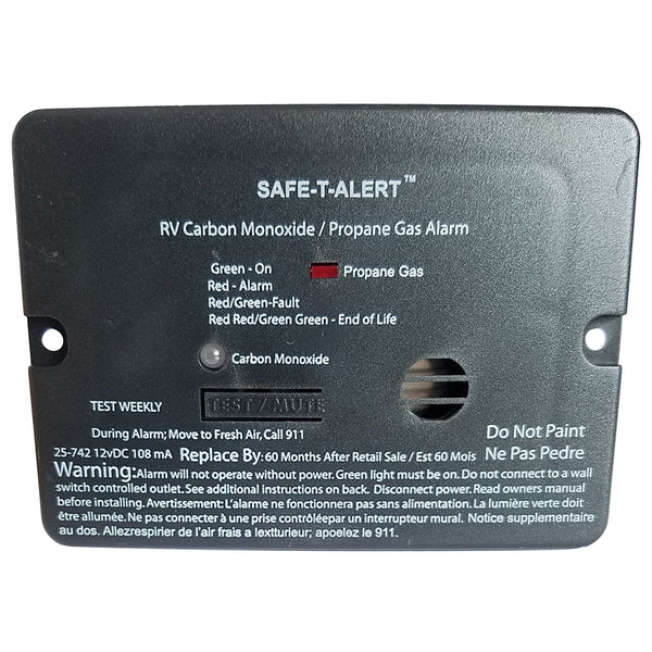 Safe-T-Alert Combo Carbon Monoxide Propane Alarm - Flush Mount - Mini - Black [25-742-BL] - Image 1