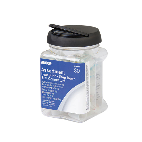 Ancor Heat Shrink Multi-Wire Step Down Butt Connectors 24-8 Assorted 30-Piece Jar [320000] - Image 1