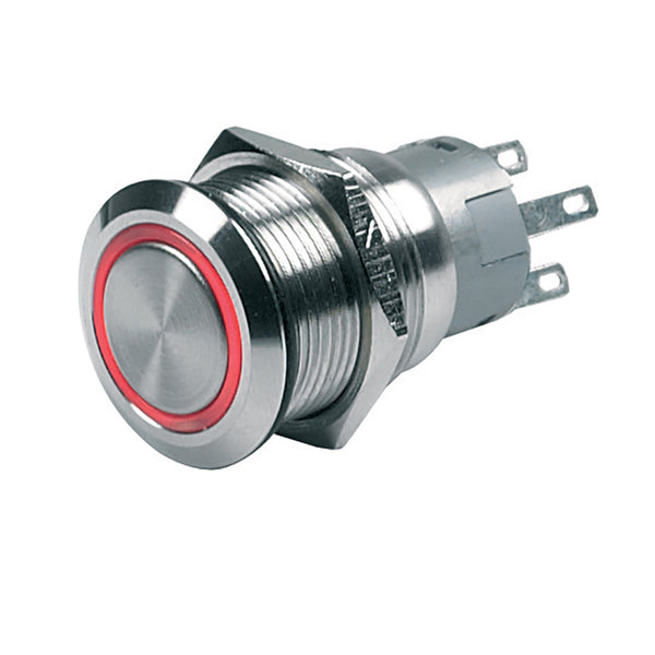 BEP Push-Button Switch 12V Momentary On/Off - Red LED [80-511-0002-00] - Image 1