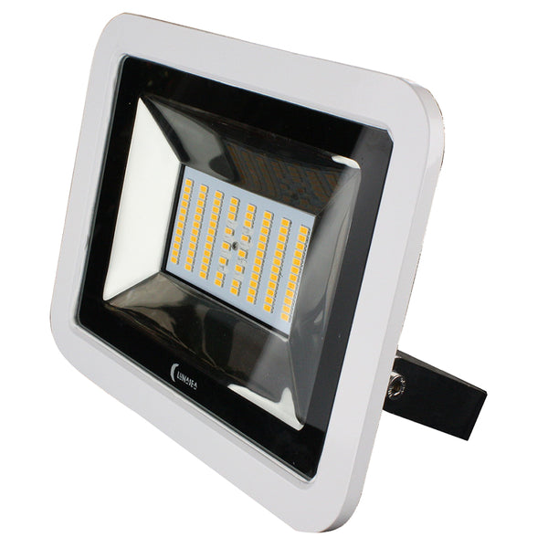 Lunasea 35W Slimline LED Floodlight, 12/24V, Cool White, 4800 Lumens, 3 Cord - White Housing [LLB-36MN-81-00] - Image 1
