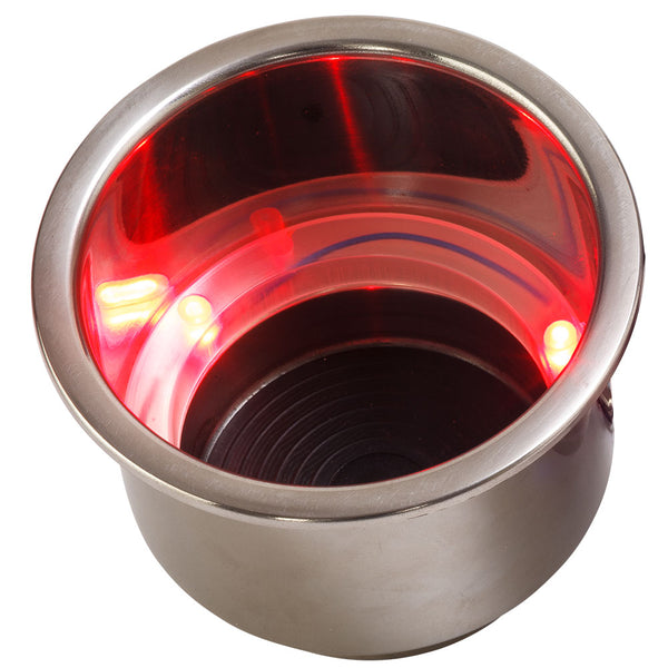 Sea-Dog LED Flush Mount Combo Drink Holder w/Drain Fitting - Red LED [588071-1] - Image 1