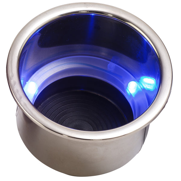 Sea-Dog LED Flush Mount Combo Drink Holder w/Drain Fitting - Blue LED [588074-1] - Image 1