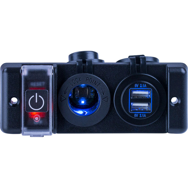 Sea-Dog Double USB  Power Socket Panel w/Breaker Switch [426506-1] - Image 1