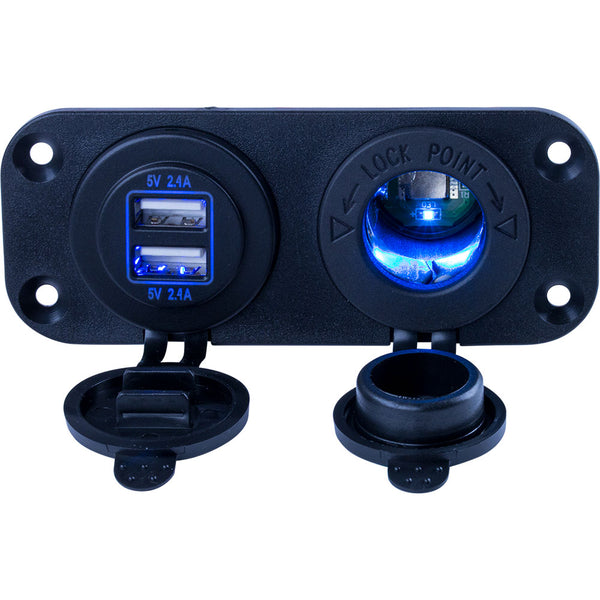 Sea-Dog Double USB  Power Socket Panel [426505-1] - Image 1