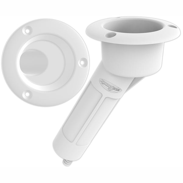 Mate Series Plastic 30 Rod  Cup Holder - Drain - Round Top - White [P1030DW] - Image 1