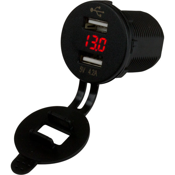 Sea-Dog Dual USB Socket/Voltmeter w/Hidden Display [426517-1] - Image 1
