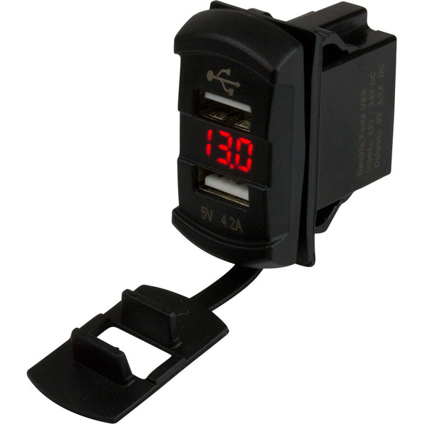 Sea-Dog Dual USB Rocker Switch Style Voltmeter w/Hidden Display [426527-1] - Image 1