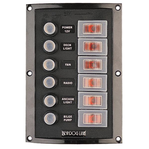 Sea-Dog Splash Guard Circuit Breaker Panel - 6 Circuit [424806-1] - Image 1