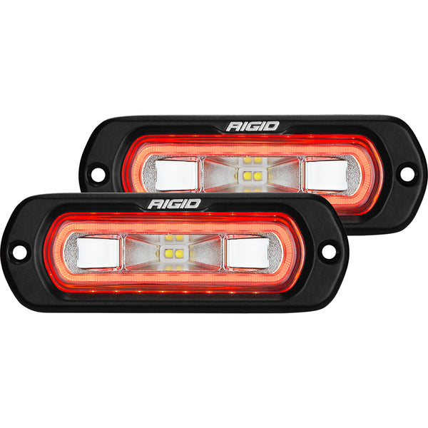RIGID Industries SR-L Series Flush Mount Spreader Light - Black Housing - Red Halo [53222] - Image 1