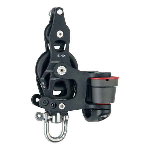 Harken 45mm Single Aluminum Element Fiddle Block w/Swivel, Becket  150 Cam Cleat [6234] - Image 1