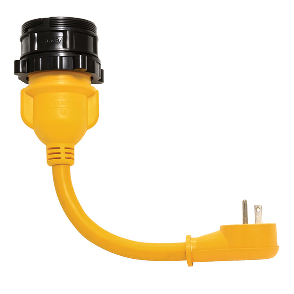 Camco PowerGrip Locking Adapter - 15A/125V Male to 30A/125V Female Locking [55635] - Image 1
