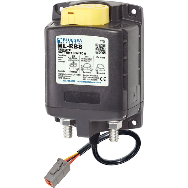 Blue Sea 7700100 ML Solenoid 12V 500A w/Manual Control  Deutsch Connector [7700100] - Image 1