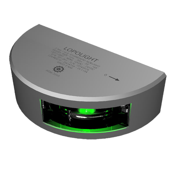 Lopolight Series 301-001 - Navigation Light - 2NM - Vertical Mount - Green - Silver Housing - 6M Cable [301-001-6M] - Image 1