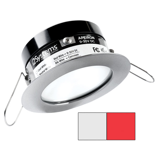 i2Systems Apeiron PRO A503 - 3W Spring Mount Light - Round - Cool White  Red - Brushed Nickel Finish [A503-41AAG-H] - Image 1