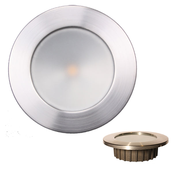 Lunasea ZERO EMI Recessed 3.5 LED Light - Warm White, Red w/Brushed Stainless Steel Bezel - 12VDC [LLB-46WR-0A-BN] - Image 1