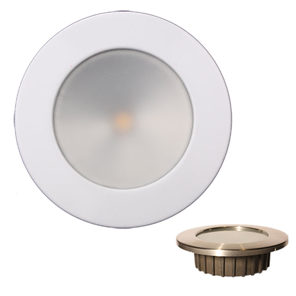 Lunasea Gen3 Warm White, RGBW Full Color 3.5 IP65 Recessed Light w/White Stainless Steel Bezel - 12VDC [LLB-46RG-3A-WH] - Image 1