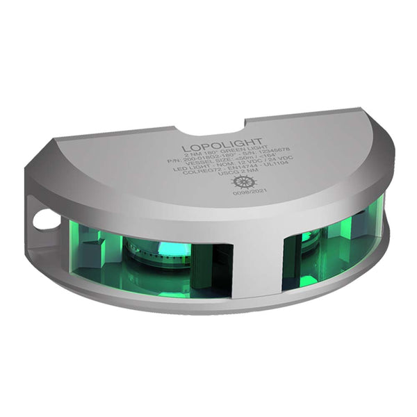 Lopolight Series 200-018 - Navigation Light - 2NM - Vertical Mount - Green - Silver Housing [200-018G2] - Image 1