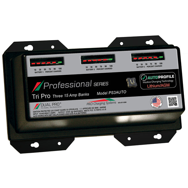 Dual Pro PS3 Auto 15A  3Bank LithiumAGM Battery Charger PS3AUTO