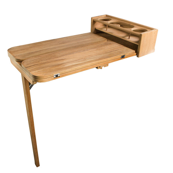 Whitecap Cockpit Table w/Folding Leaves  4 Cupholders - Teak [61392C] - Image 2