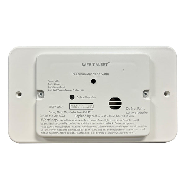 Safe-T-Alert 62 Series RV Carbon Monoxide - White - Flush Mount - 12V w/Trim Ring [62-542-TR-WT] - Image 1