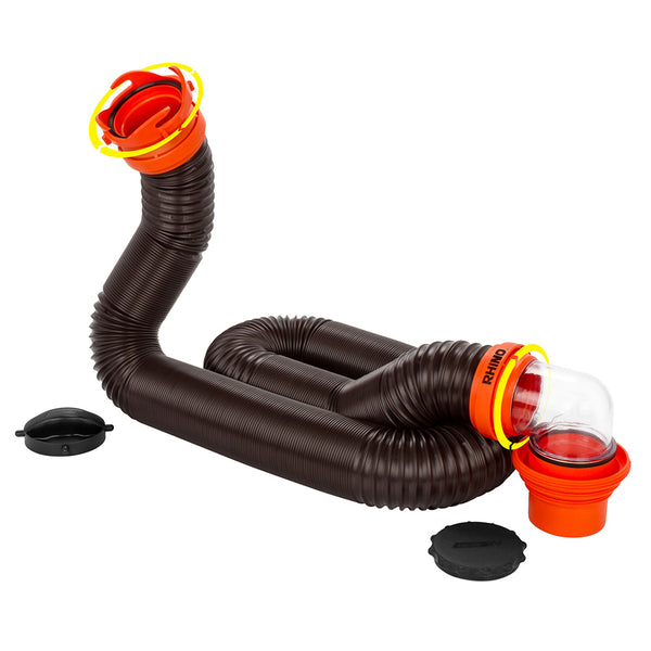 Camco RhinoFLEX 15 Sewer Hose Kit w/4 In 1 Elbow Caps [39761] - Image 1