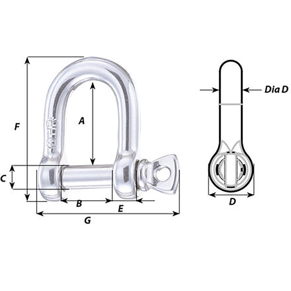 Wichard HR D Shackle - Diameter 1/4
