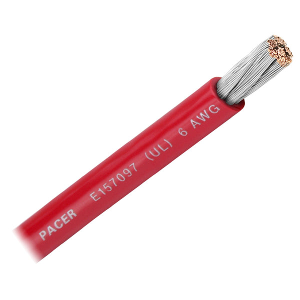 Pacer Red 6 AWG Battery Cable - Sold By The Foot [WUL6RD-FT] - Image 1