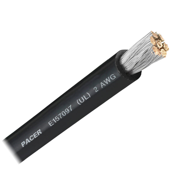 Pacer Black 2 AWG Battery Cable - Sold By The Foot [WUL2BK-FT] - Image 1