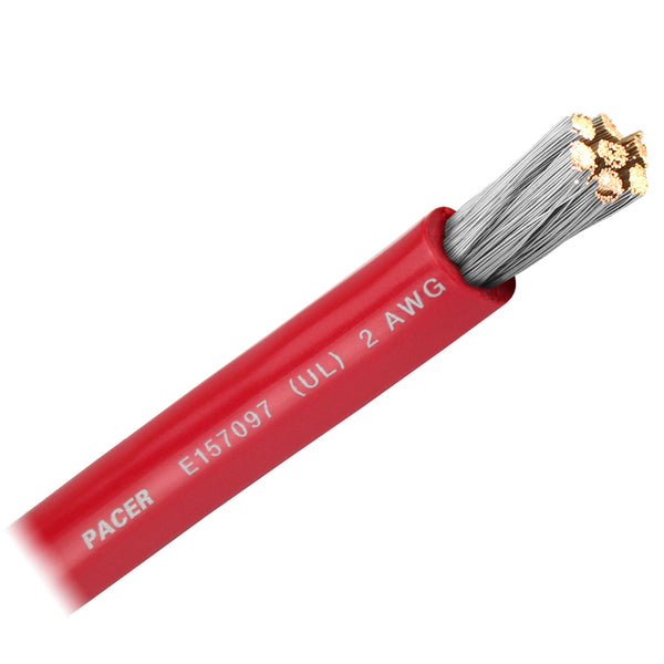Pacer Red 2 AWG Battery Cable - Sold By The Foot [WUL2RD-FT] - Image 1