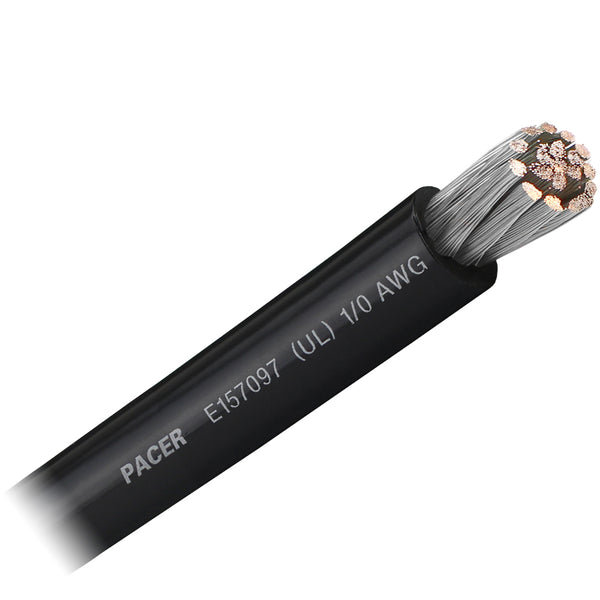 Pacer Black 1/0 AWG Battery Cable - Sold By The Foot [WUL1/0BK-FT] - Image 1
