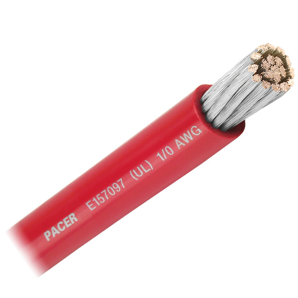 Pacer Red 1/0 AWG Battery Cable - Sold By The Foot [WUL1/0RD-FT] - Image 1