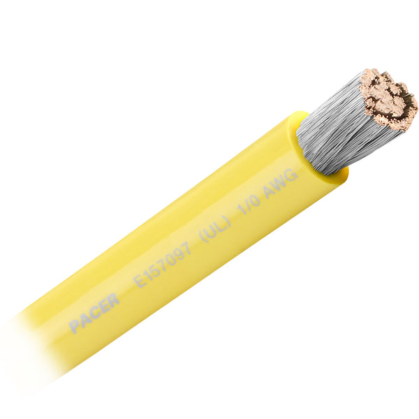 Pacer Yellow 1/0 AWG Battery Cable - Sold By The Foot [WUL1/0YL-FT] - Image 1