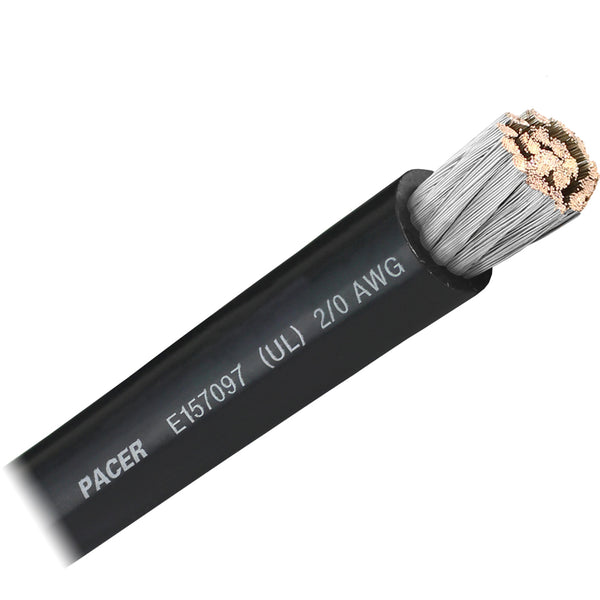 Pacer Black 2/0 AWG Battery Cable - Sold By The Foot [WUL2/0BK-FT] - Image 1
