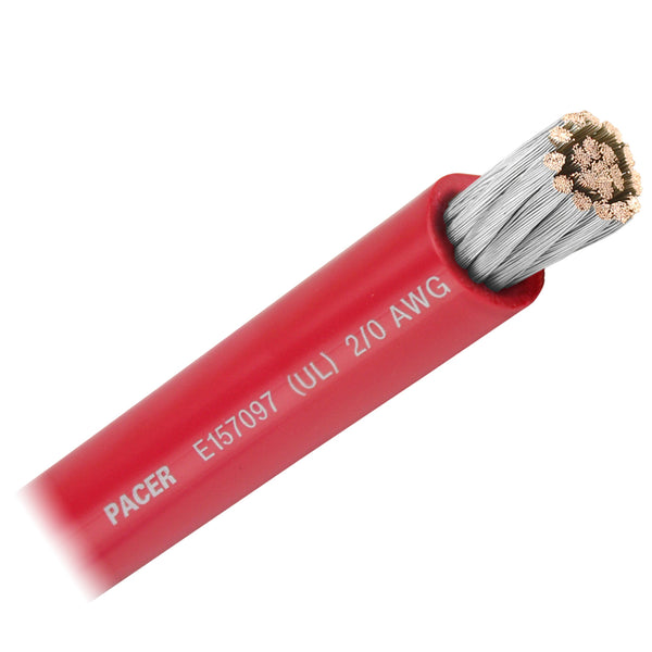 Pacer Red 2/0 AWG Battery Cable - Sold By The Foot [WUL2/0RD-FT] - Image 1