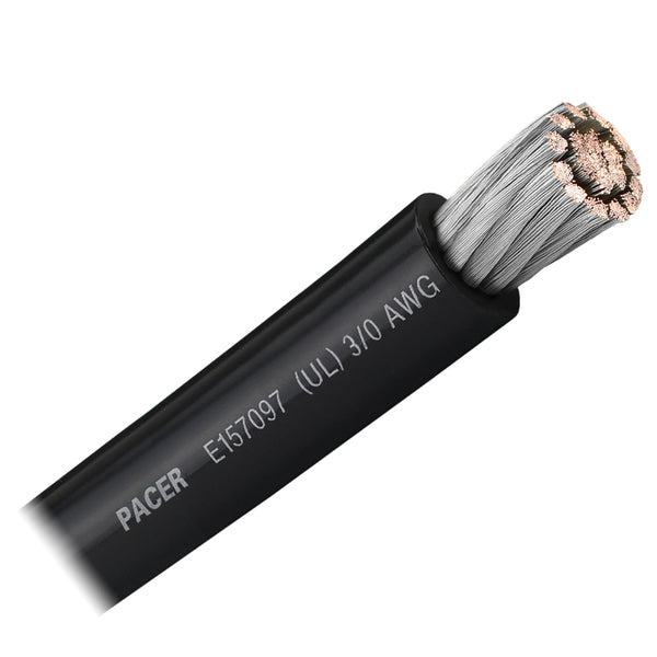 Pacer Black 3/0 AWG Battery Cable - Sold By The Foot [WUL3/0BK-FT] - Image 1