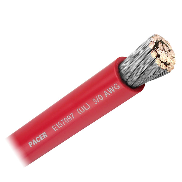 Pacer Red 3/0 AWG Battery Cable - Sold By The Foot [WUL3/0RD-FT] - Image 1