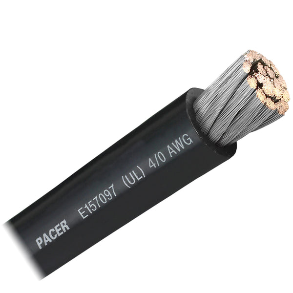 Pacer Black 4/0 AWG Battery Cable - Sold By The Foot [WUL4/0BK-FT] - Image 1