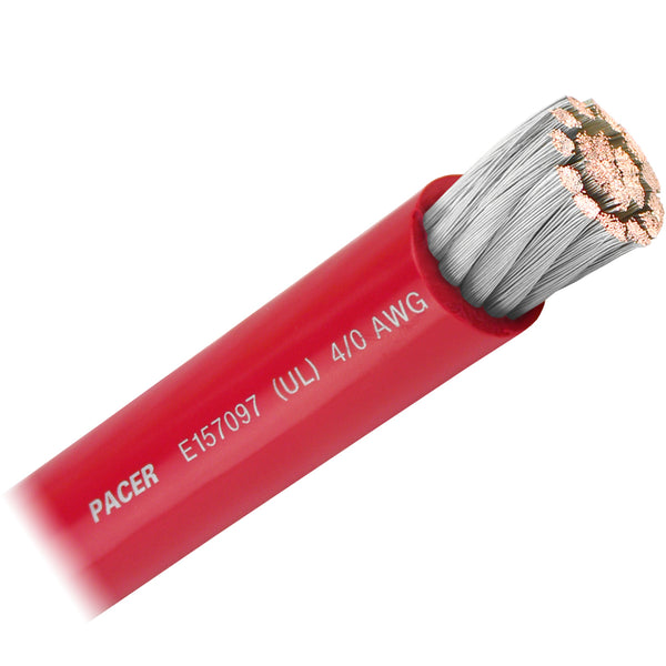 Pacer Red 4/0 AWG Battery Cable - Sold By The Foot [WUL4/0RD-FT] - Image 1